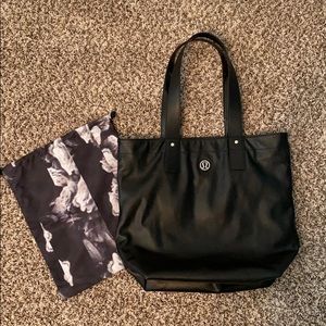 Lululemon Black Leather Shoulder Bag